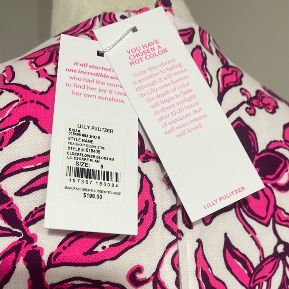 Lilly Pulitzer Vibrant Pink and White Floral Dress size 8 - Picture 4 of 4